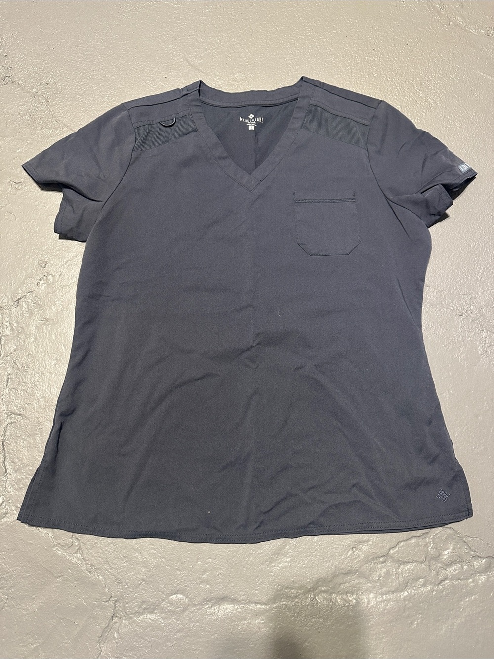 Med Couture Women’s Short Sleeve V-Neck Scrub Top — Gray